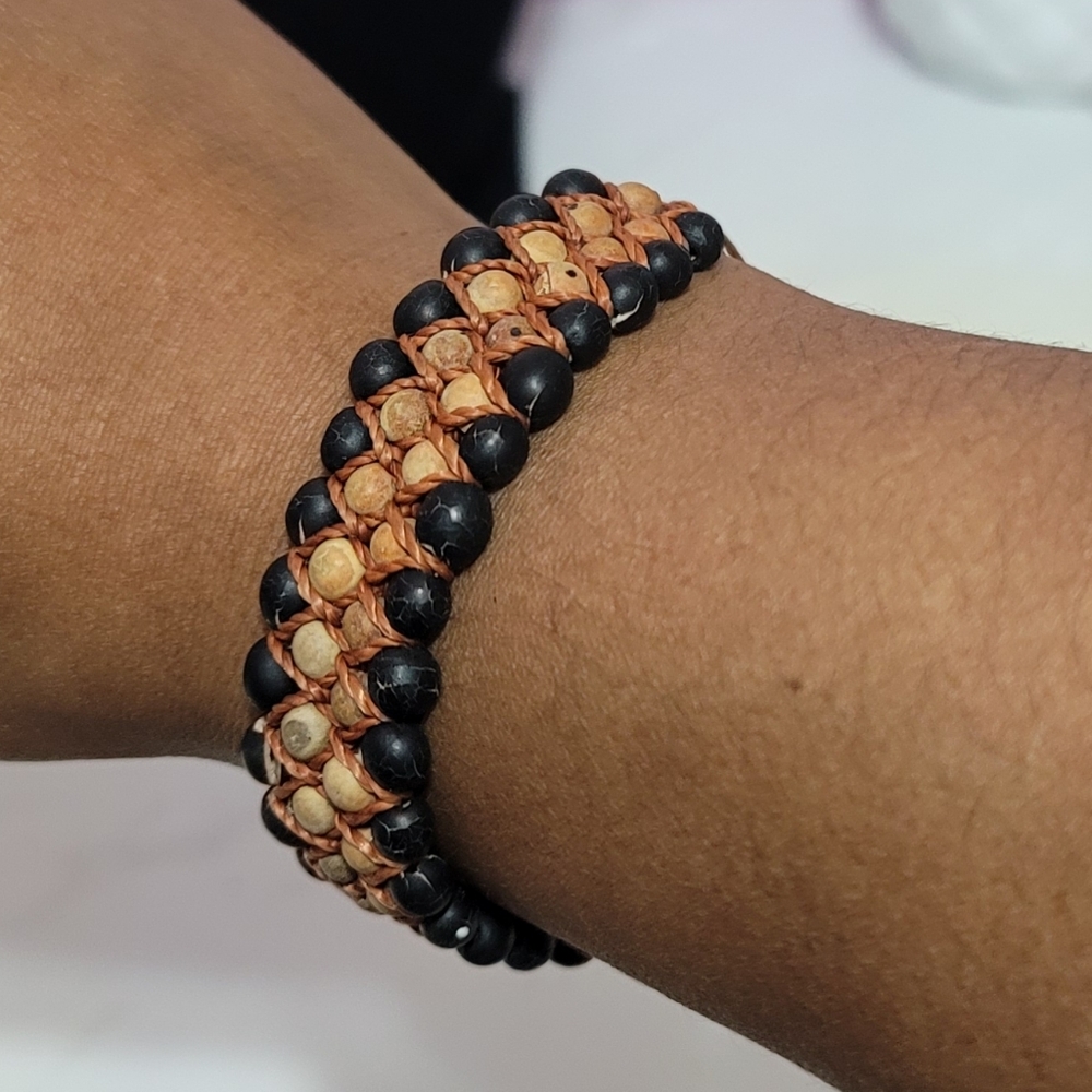 Achira Seeds Tribal Brown Tone Macrame Bracelet